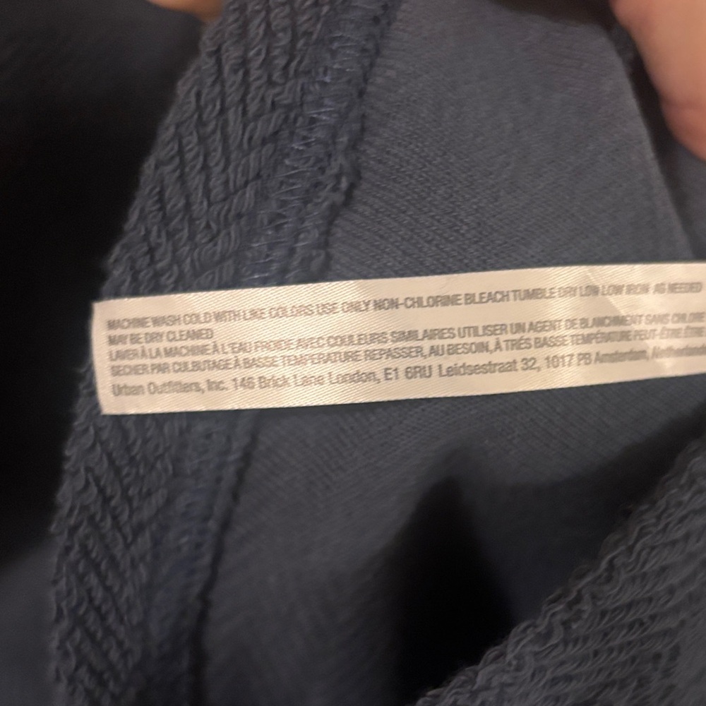 Free People Navy V-Neck Sweatshirt with Tie - Picture 5 of 7